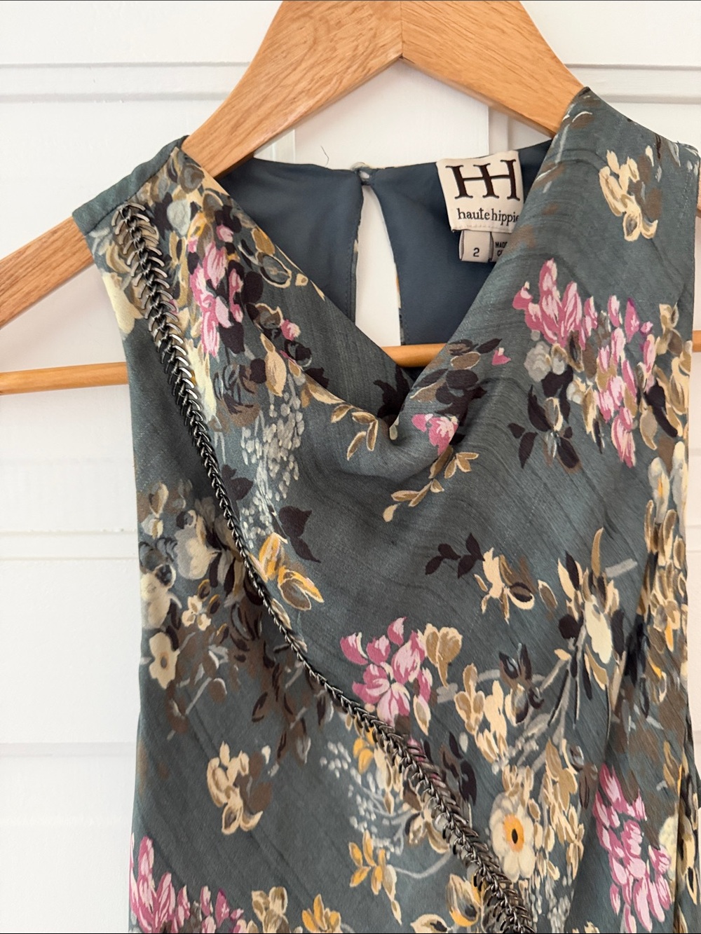 Haute Hippie Dark Green Floral Halter Maxi Dress - Picture 2 of 6